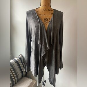 Eileen Fisher Sz L Charcoal Gray Women’s Draped Cardigan